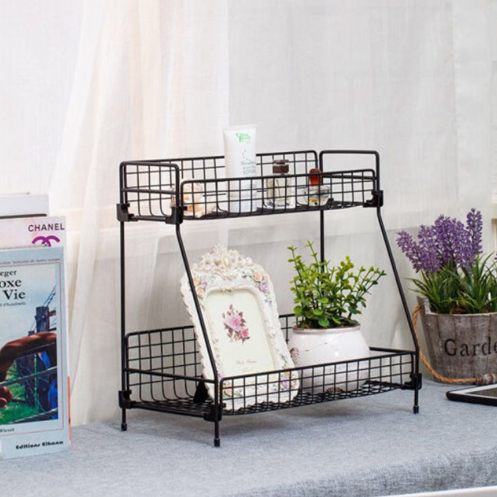 2 Tier Iron Wire Countertop Storage Shelf for Bathroom