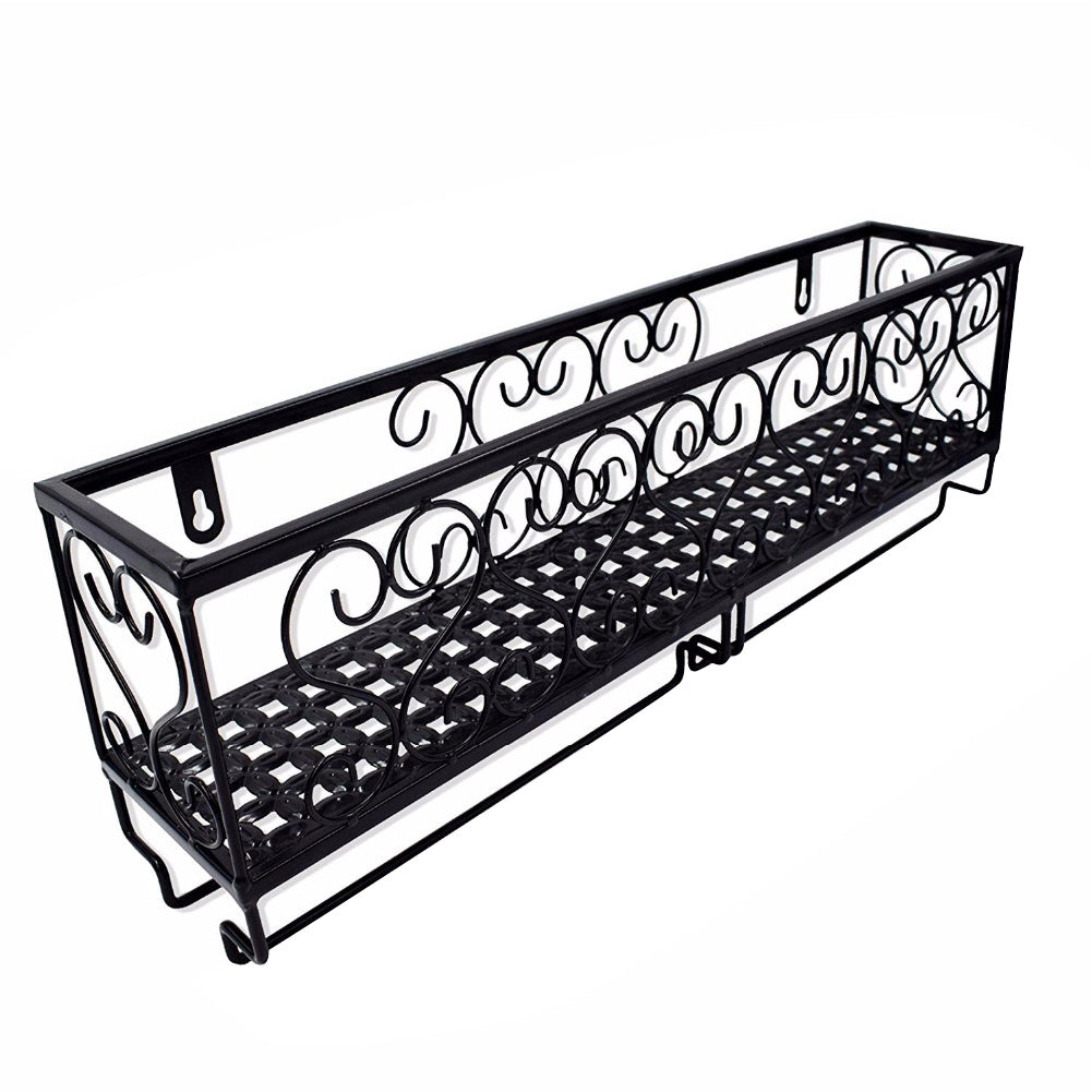 50CM Wall Mounted Metal Wine Glass Rack Drink Bottle Storage Display Shelf, Black