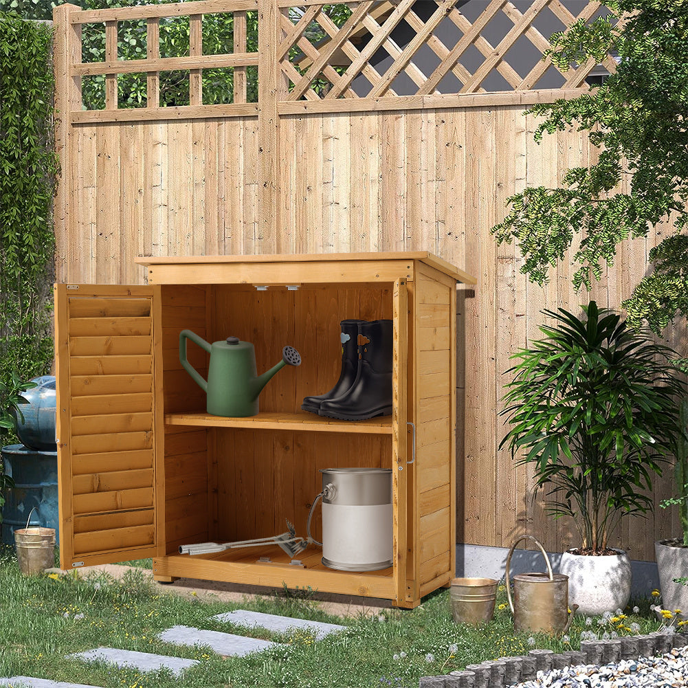 Outdoor Solid Wood Storage Cabinet Garden Tool Shed