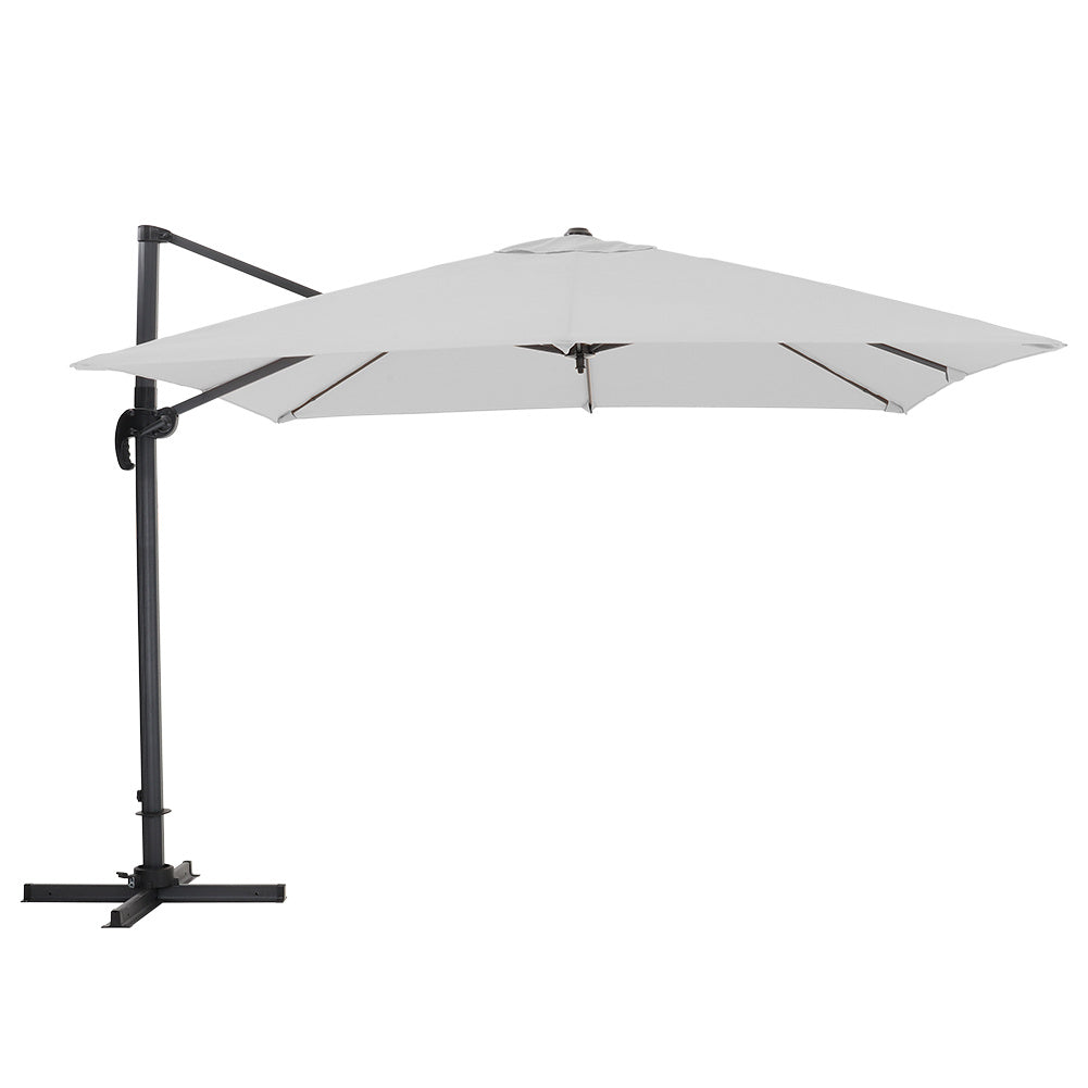 3M Large Garden Roma Tilting Aluminium Cantilever Parasol With Cross Base, Light Grey