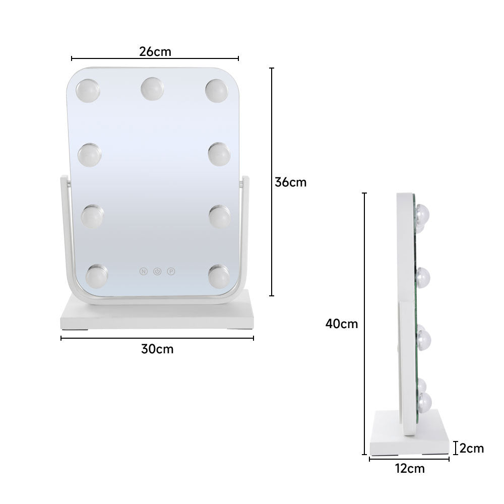 Black Rectangle Hollywood Vanity Mirror with Dimmable LED Lights