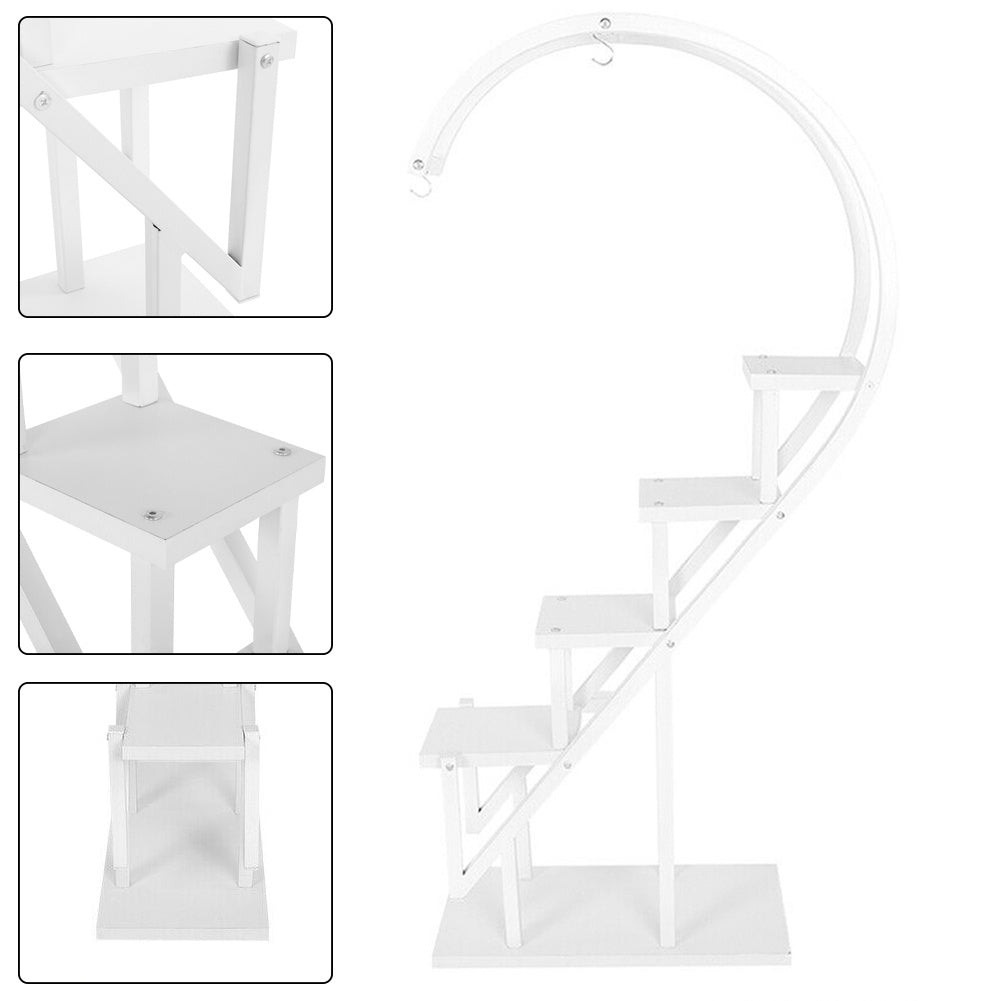 Garden Half Heart Ladder Plant Stand, White