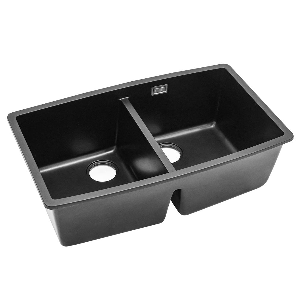 Black Double Bowl Undermount Kitchen Sink