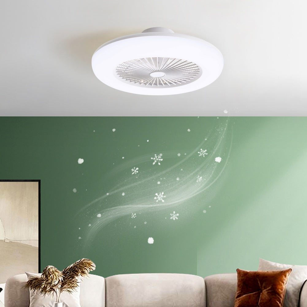 5 Blades LED Light Ceiling Fan Adjustable 3 Speed Dimmable APP Remote Controlled White