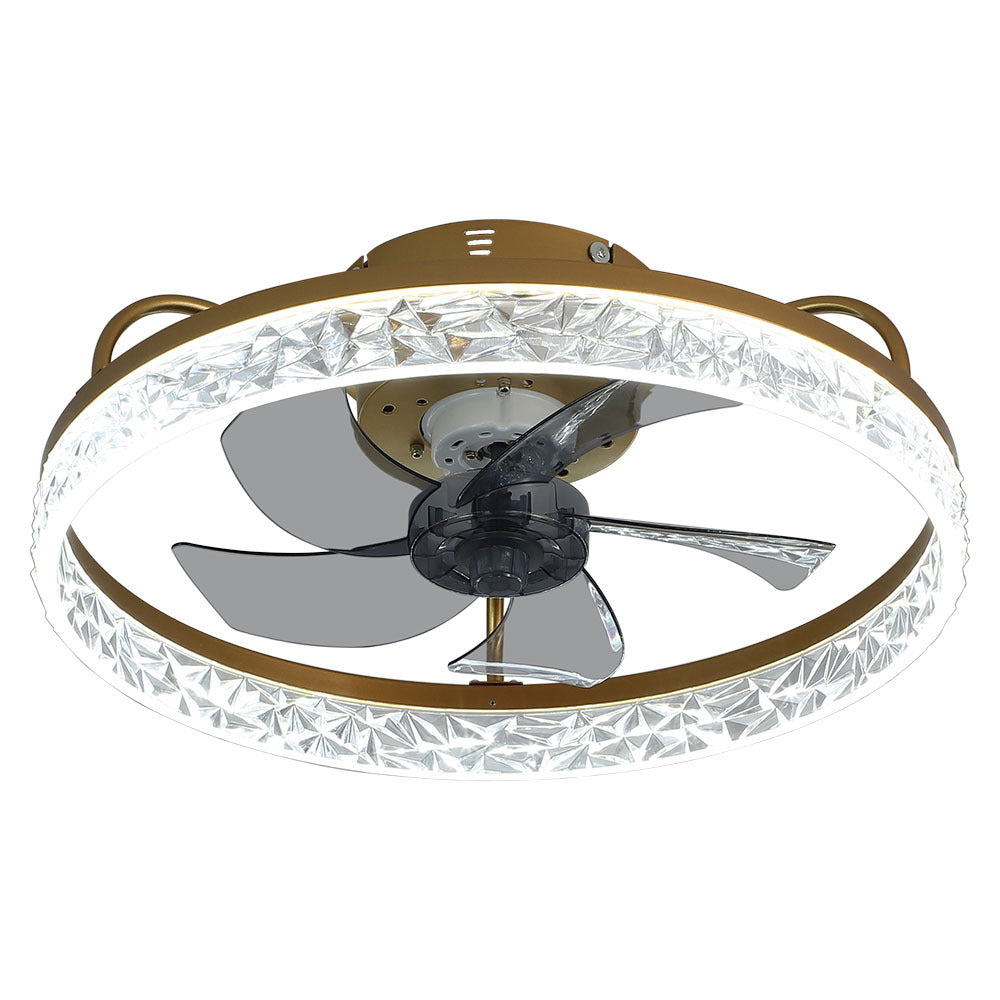 Modern Round Crystal Ceiling Fan with Light 48CM
