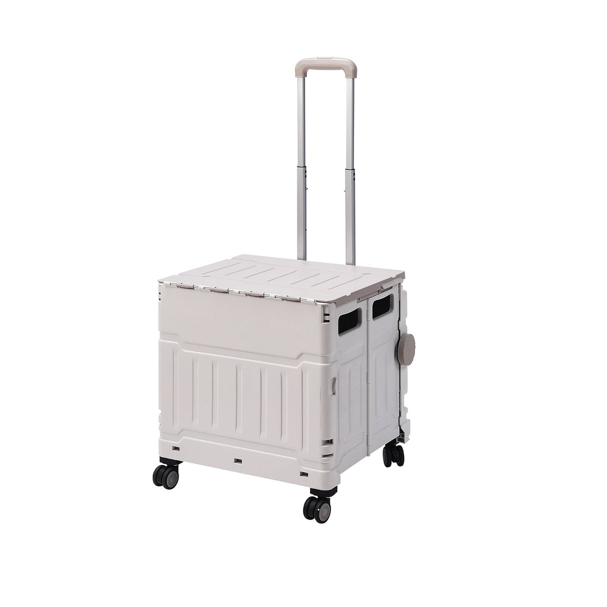 White 50L Cable Stayed Collapsible Rolling Utility Crate Shopping Cart