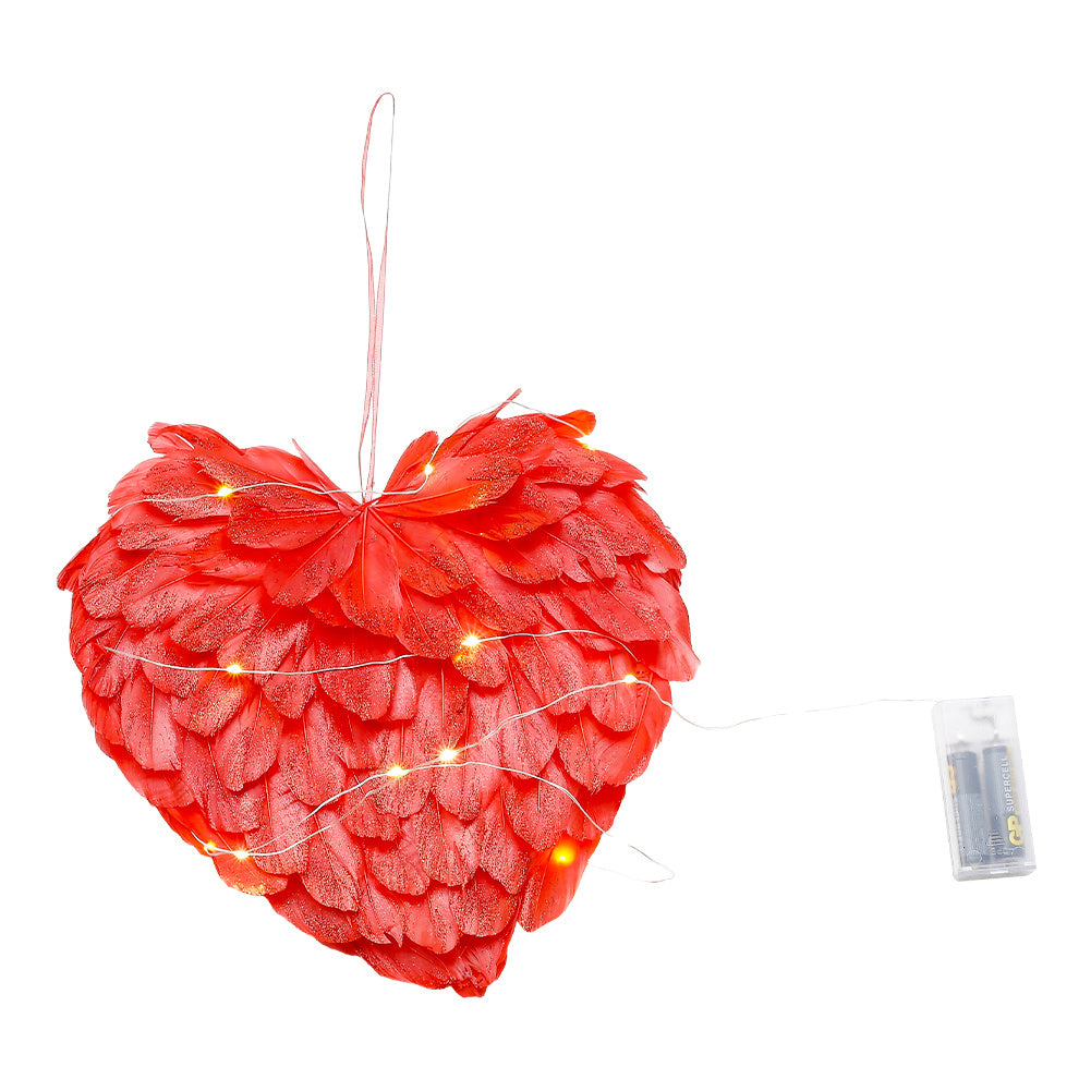 LED Light Red Feather Creative Hanging Ornament