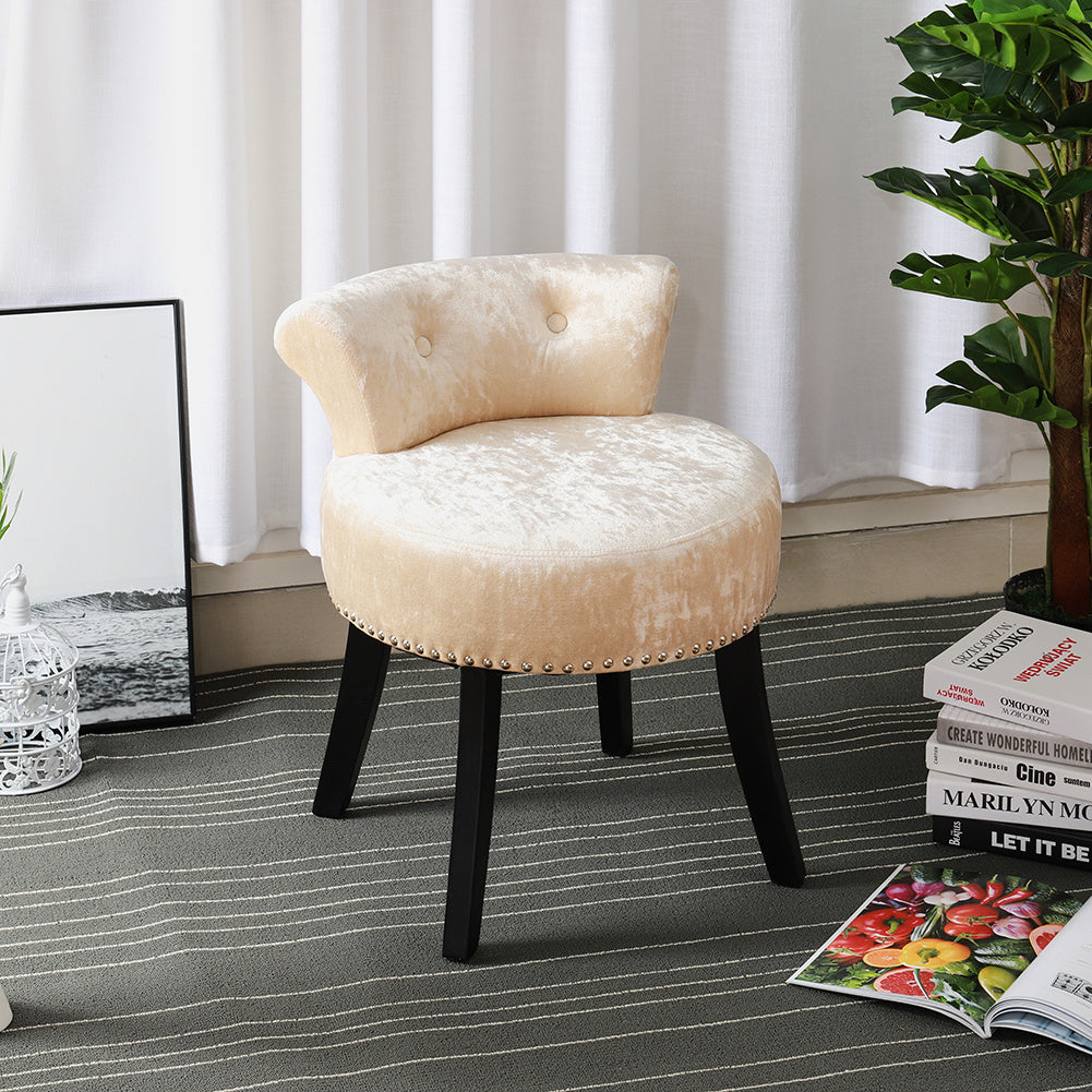 Crush Velvet Dressing Table Desk Studded Edge, Beige