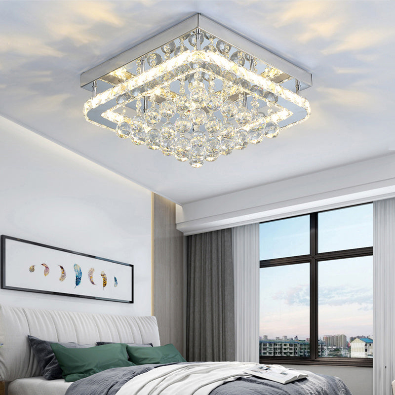 40CM Square LED Crystal Pendant Ceiling Light Dimmable