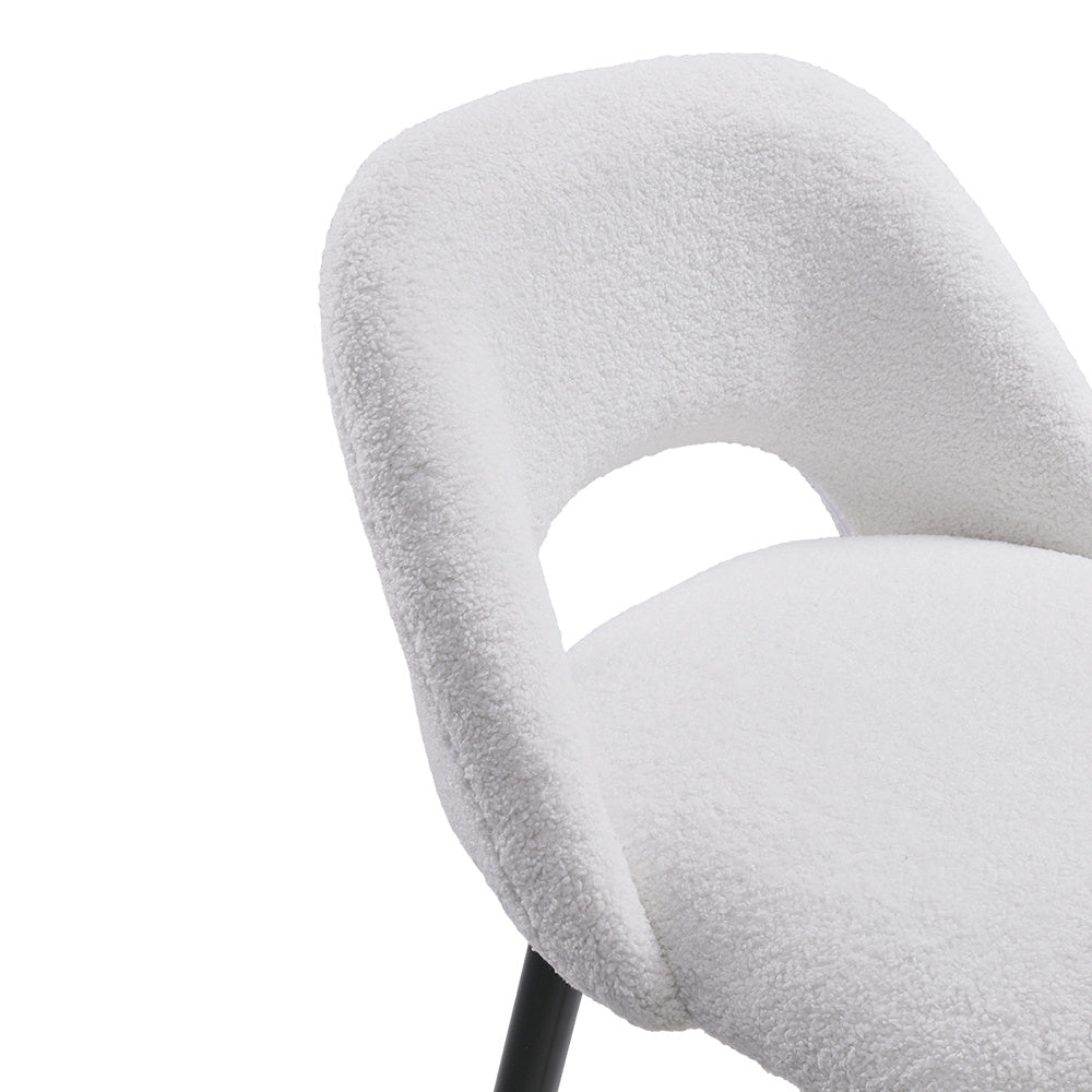 2Pcs Teddy Bear Fur Upholstered Breakfast Bar Stools with Backrest