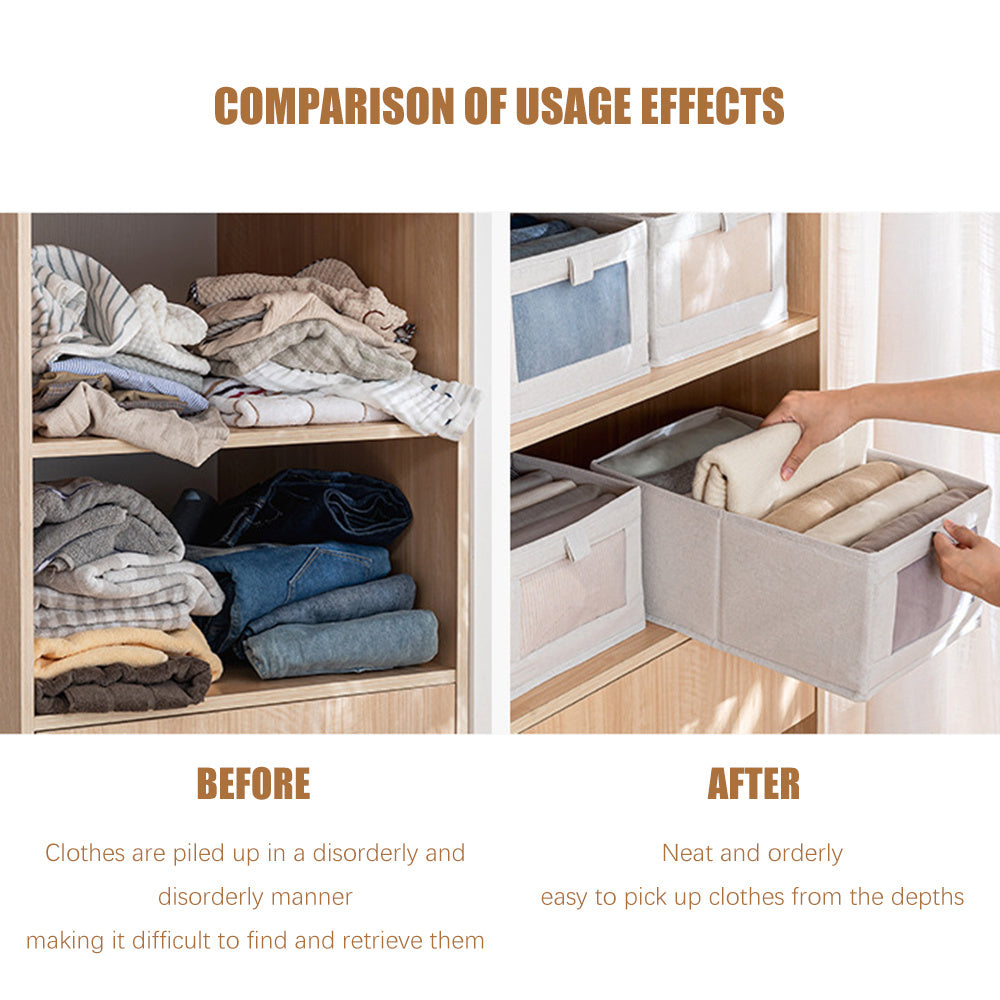 Foldable Wardrobe Storage Box with Handles and Mesh Window