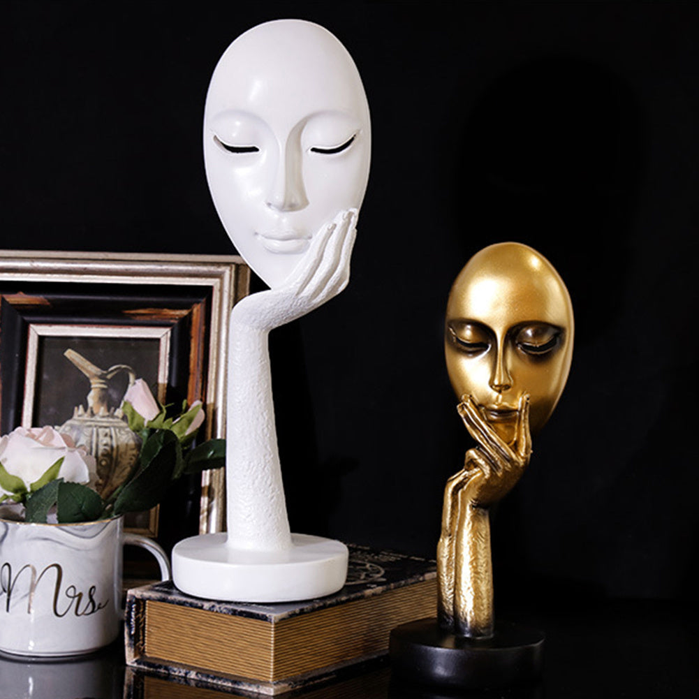 37CM Thinker Face Mask Ornament Figurine Statue Sculpture, White