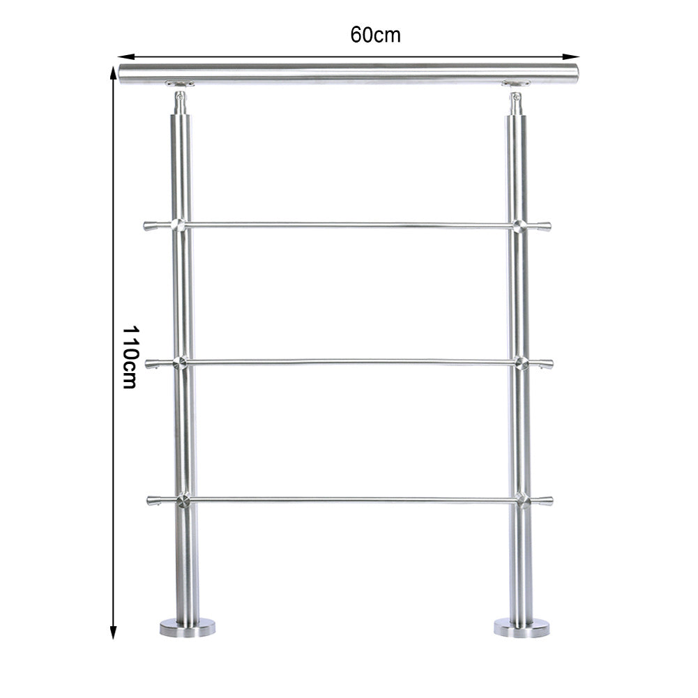 60CM Handrail Stainless Steel Balustrade, With 3 Crossbars