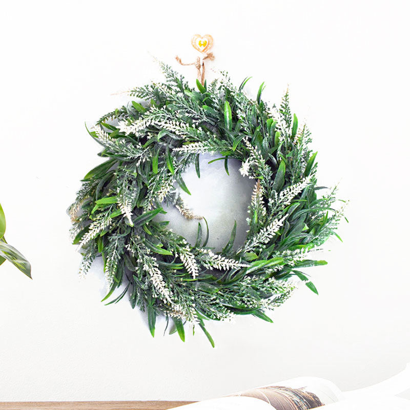 Large Hanging Artificial Lavender Flower Door Wreath, White