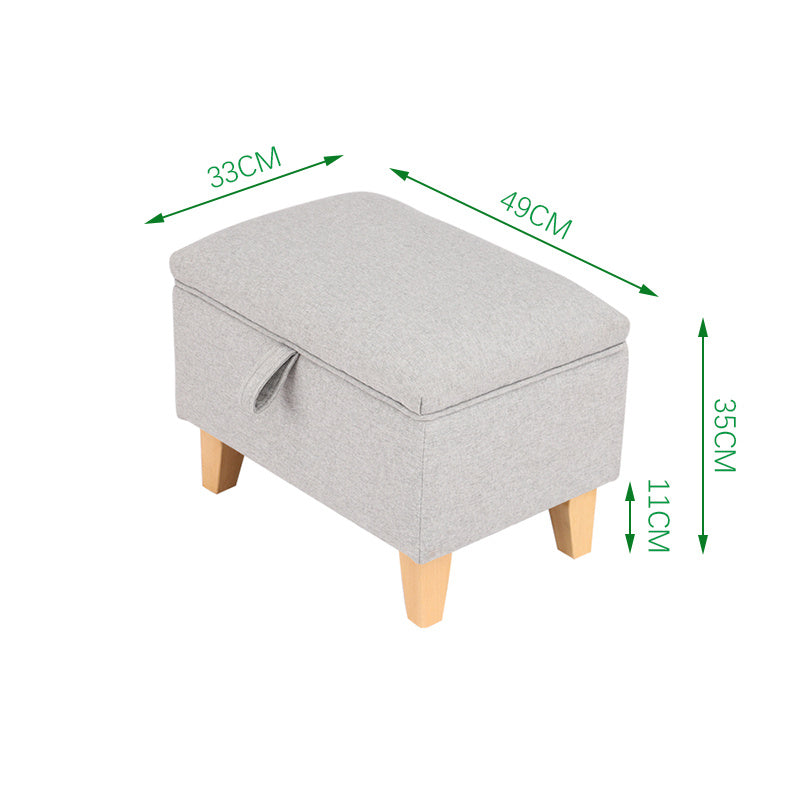 49CM Linen Storage Organizer Ottoman Footstool Light Grey
