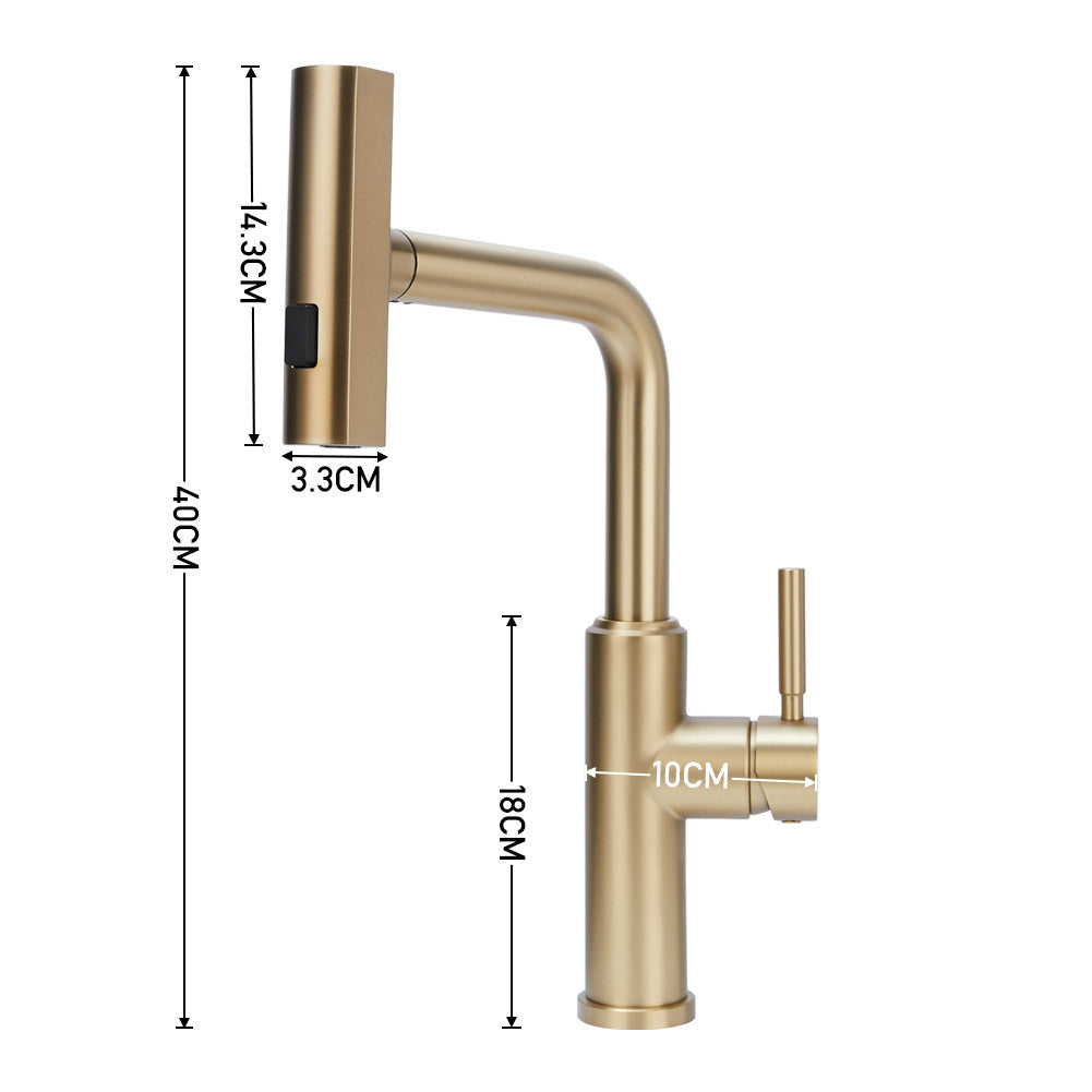 Rotable Pulldown Kitchen Mixer Tap,Golden