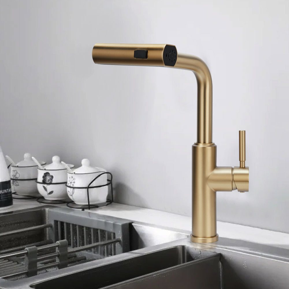 Rotable Pulldown Kitchen Mixer Tap,Golden