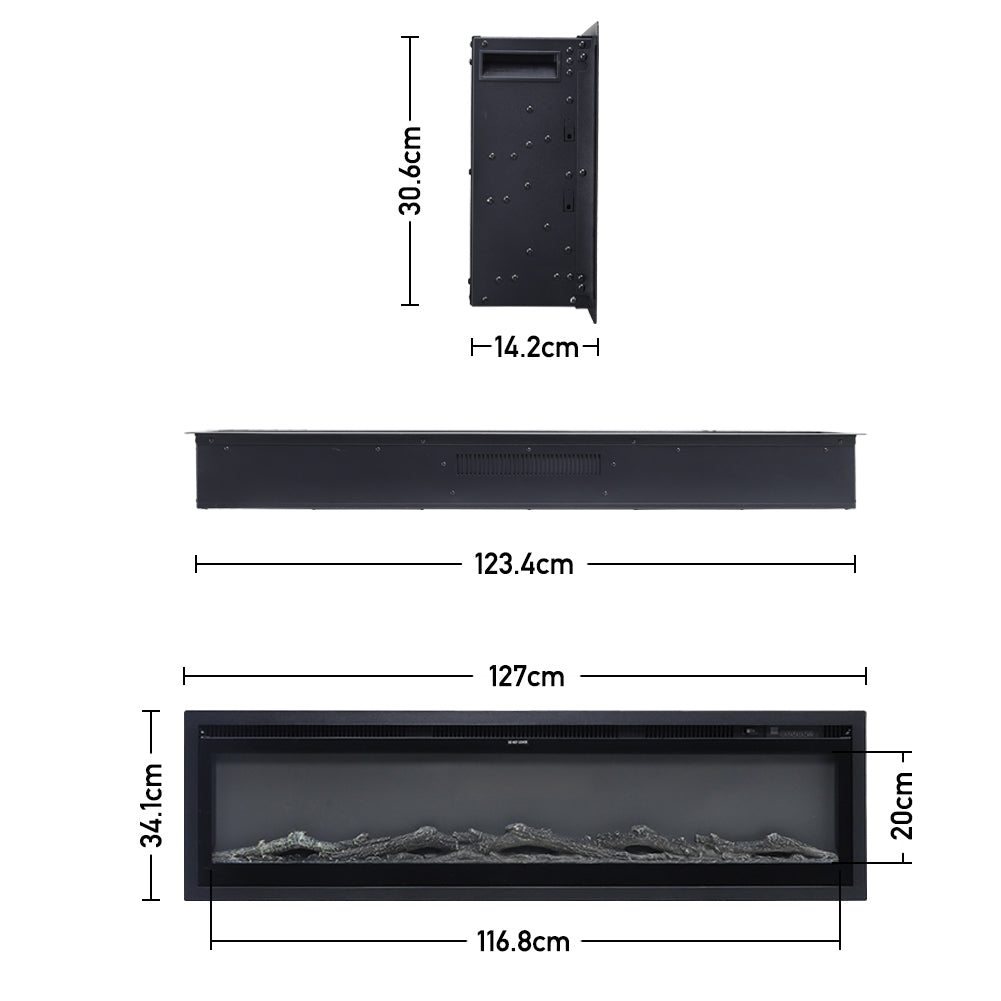 50 Inch LED Recessed Wall Mounted Freestanding Electric Fireplace 5120 BTU Heater 12 Flame Colors