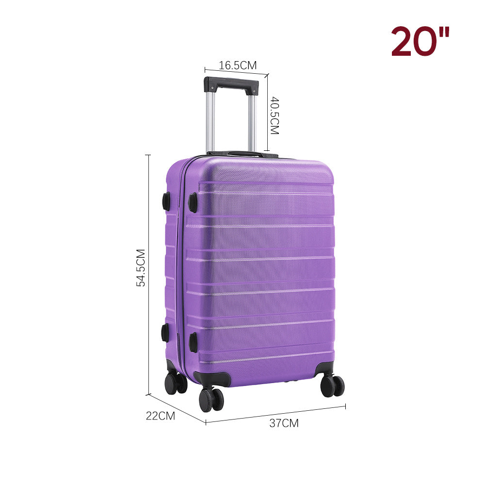 Purple 20 inch Hard Shell Rolling Luggage Trolley Travel Case