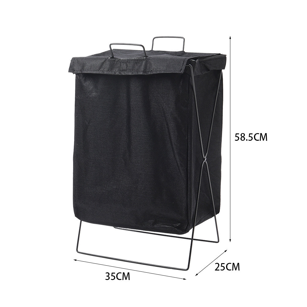 Black Folding Fabric Laundry Basket