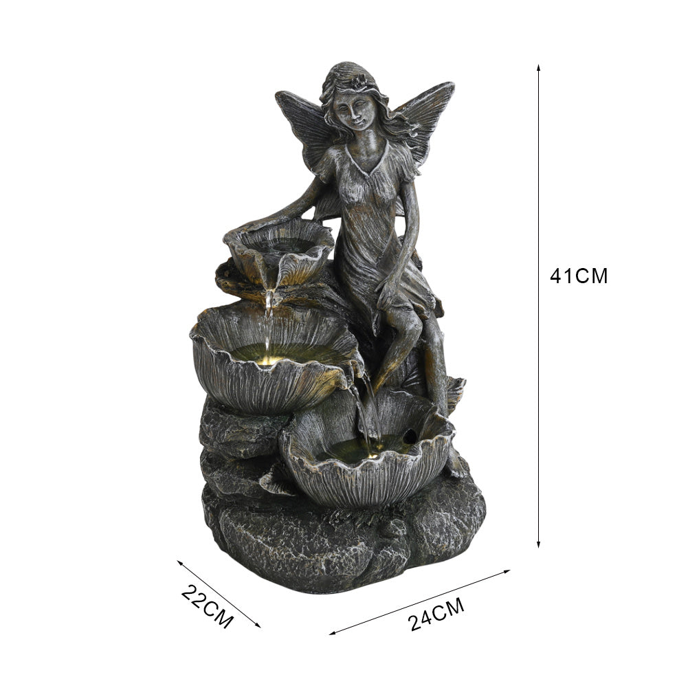 Solar Resin Garden Water Fountain Waterfall