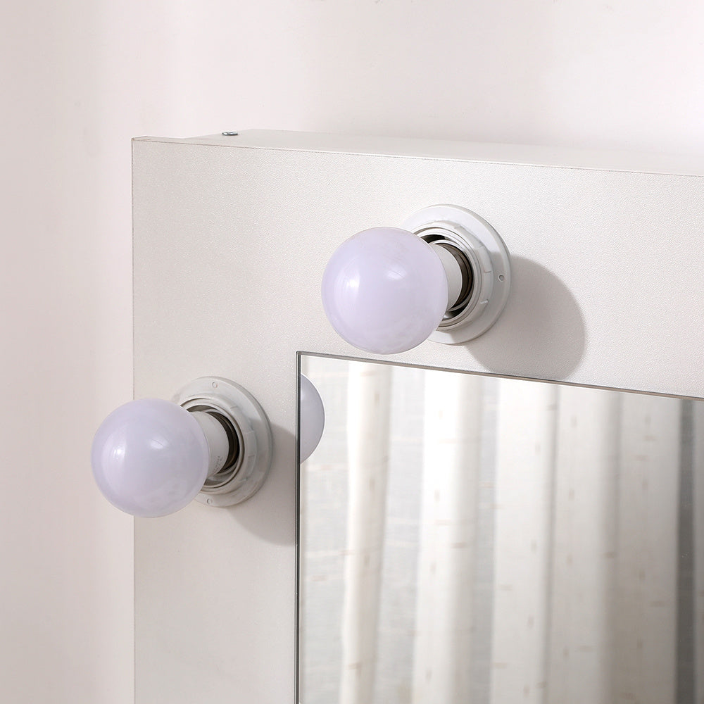 White Hollywood Dressing Table with Large Lighted Mirror