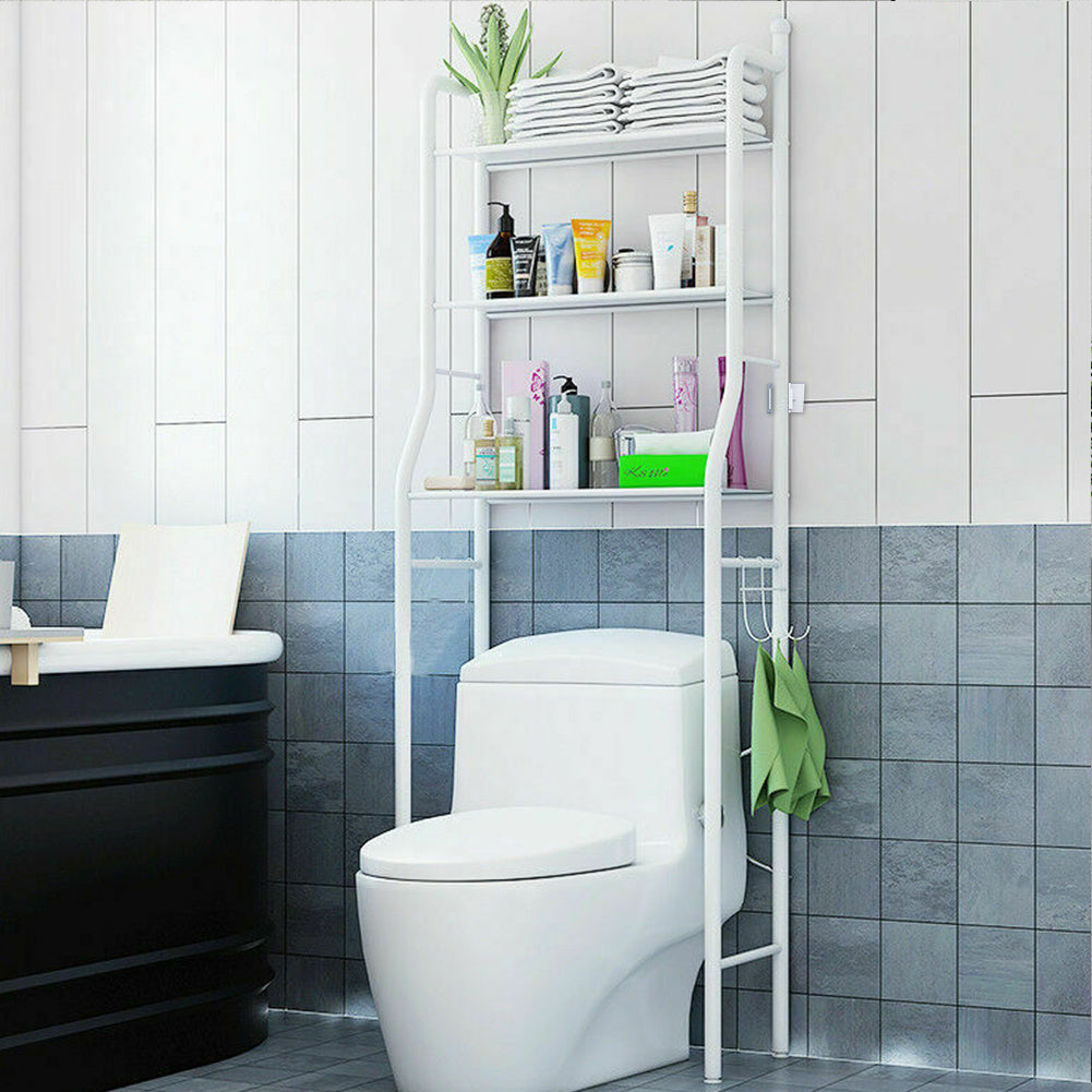 3 Tier Over the Toilet Bathroom Storage Space Holder Stand, White
