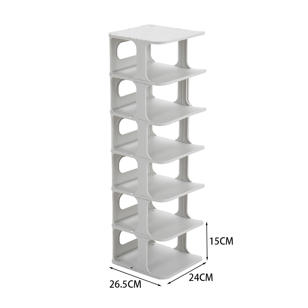 6 Tier Off White Plastic Shoe Rack