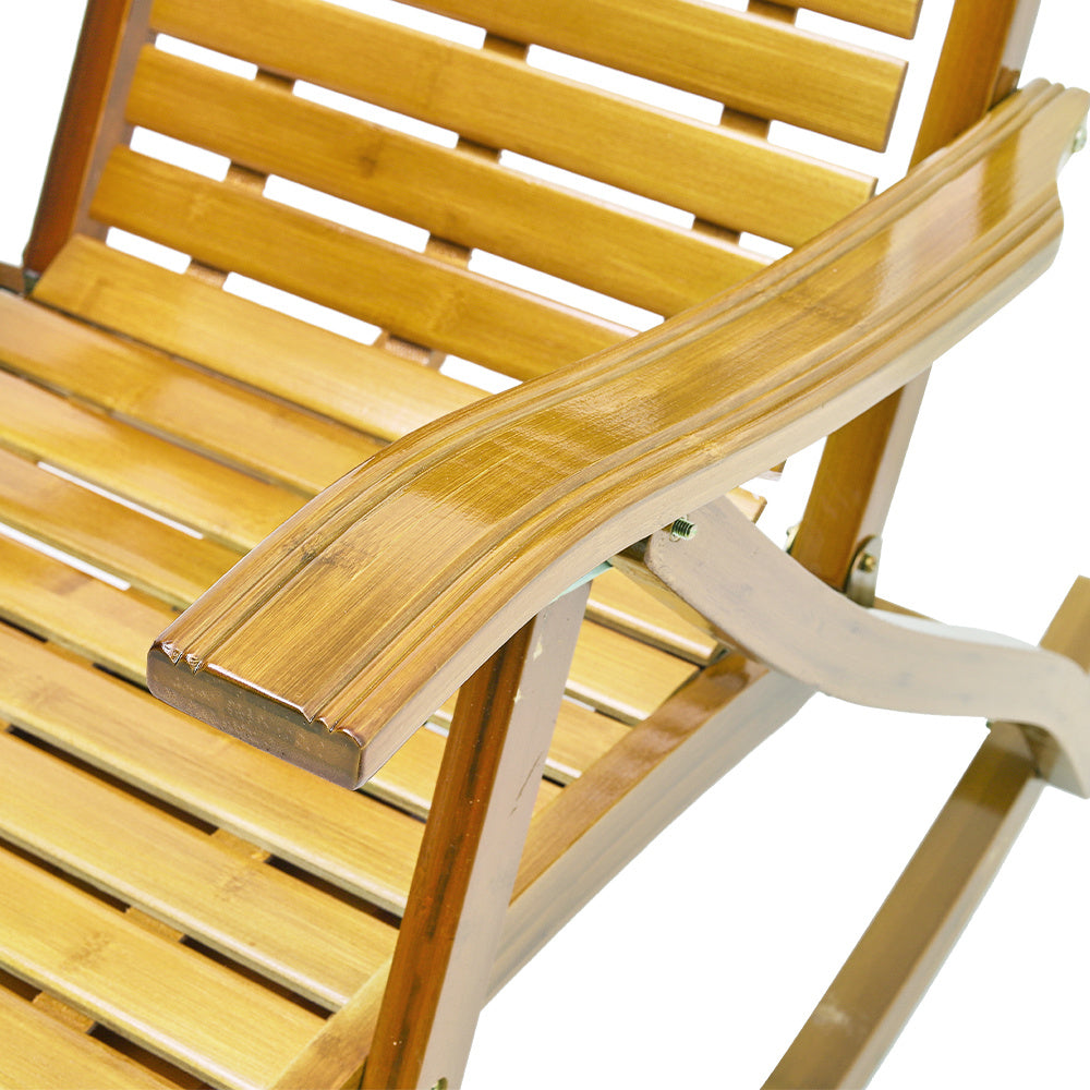 Bamboo Rocking Chair Foldable Recliner, Bamboo Chair, Natural Wood