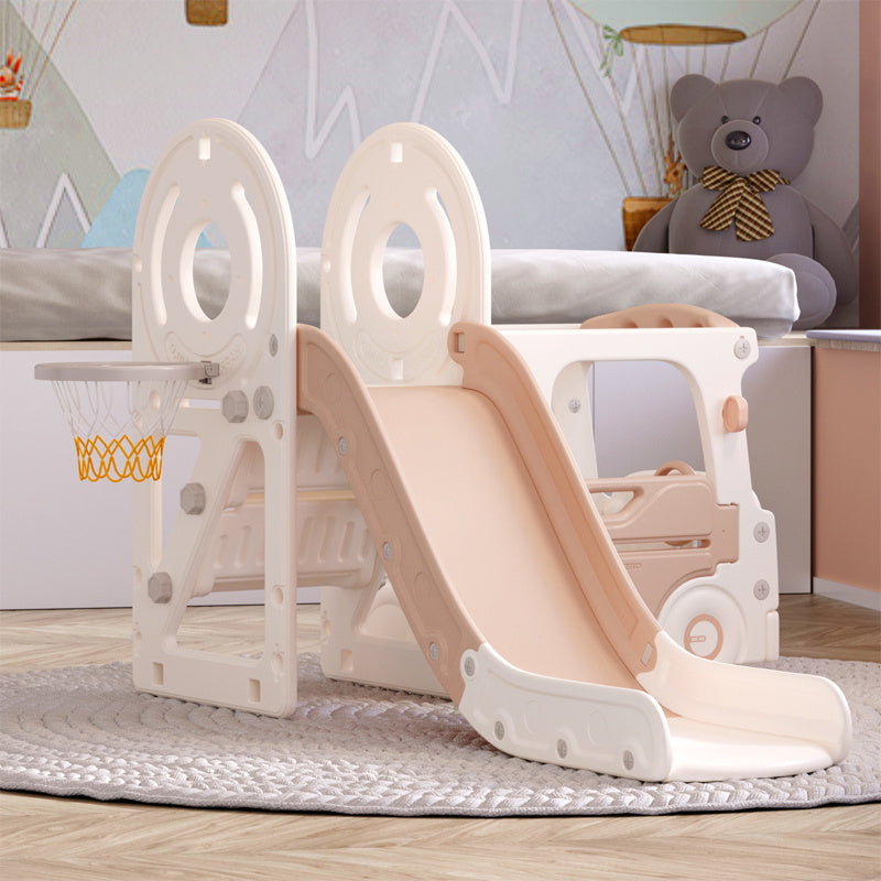 Kids Toddler Slide Climber Playset with Basketball Hoop