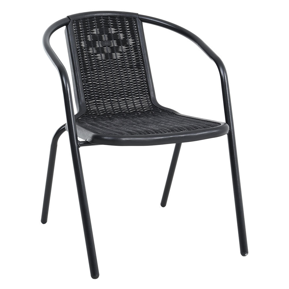 Set of 6 Black Garden Patio Metal Wicker Chairs