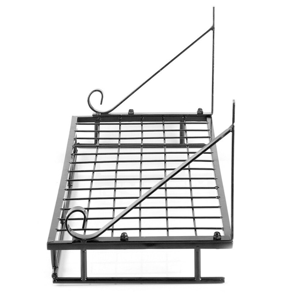 60CM Wall Mounted Kitchen Organiser Rack Hanging Pot Pan Shelf with Hooks