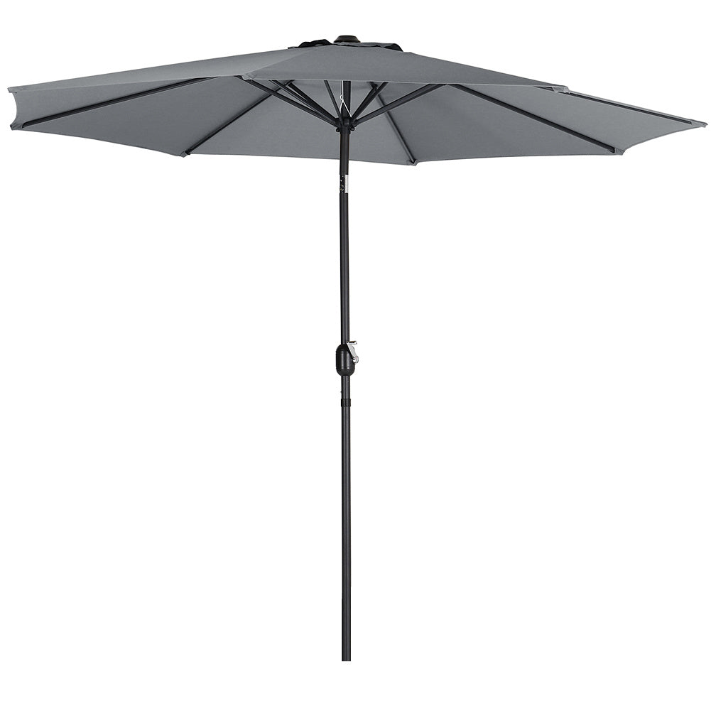 3M Parasol Umbrella Patio Sun Shade Crank Tilt with Round Base, Dark Grey