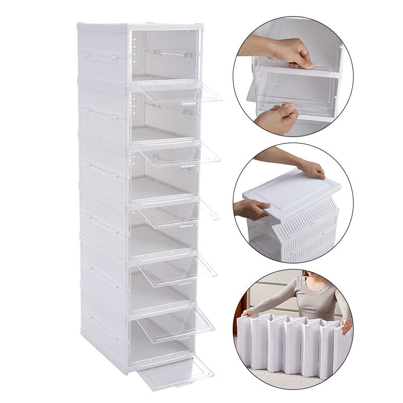 White 6 Tier Foldable Shoe Storage Box Unit