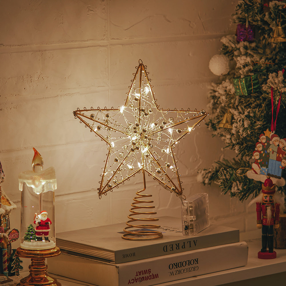 Metal Star Christmas Tree Topper with Beads