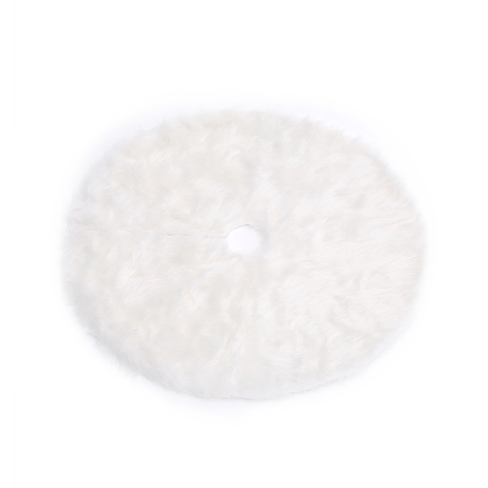 Large Faux Fur Snow Plush Skirt Base Floor Mat for Christmas Tree Decor, White 122CM