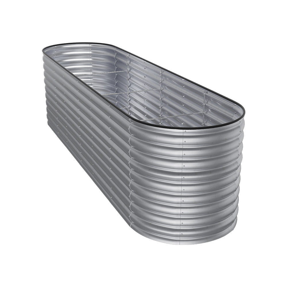 320cm Silver Oval Shaped Galvanized Steel Raised Garden Bed