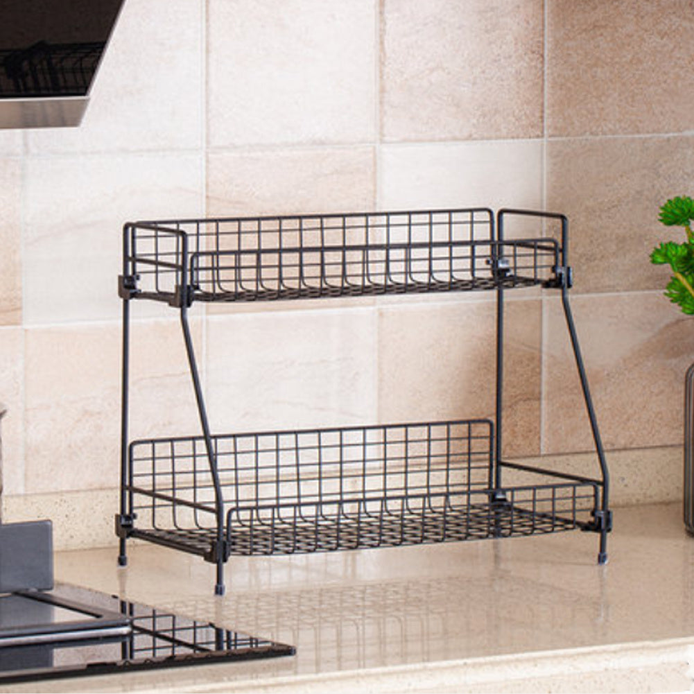 2 Tier Large Iron Wire Countertop Storage Shelf for Bathroom