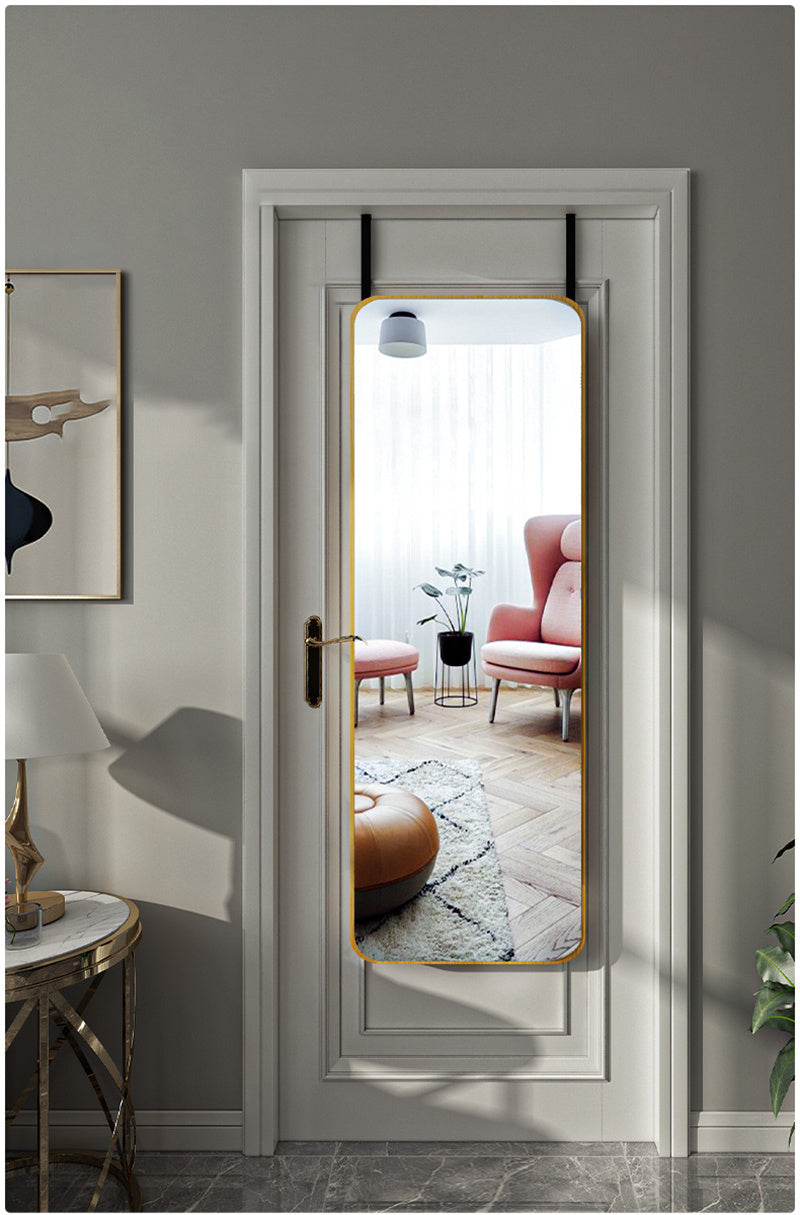 Full Length Mirror with Rounded Corners Door Hanging Gold Large Mirror