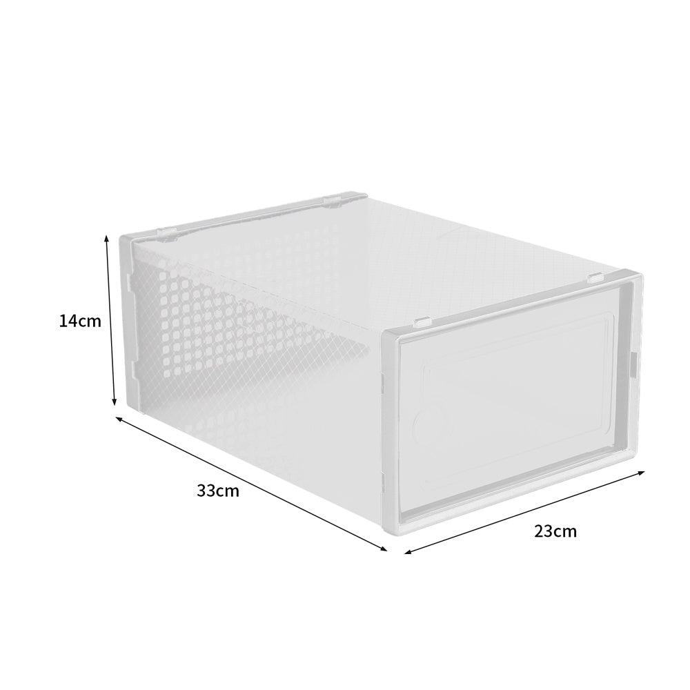 White 12 Stackable Shoe Storage Box Organiser