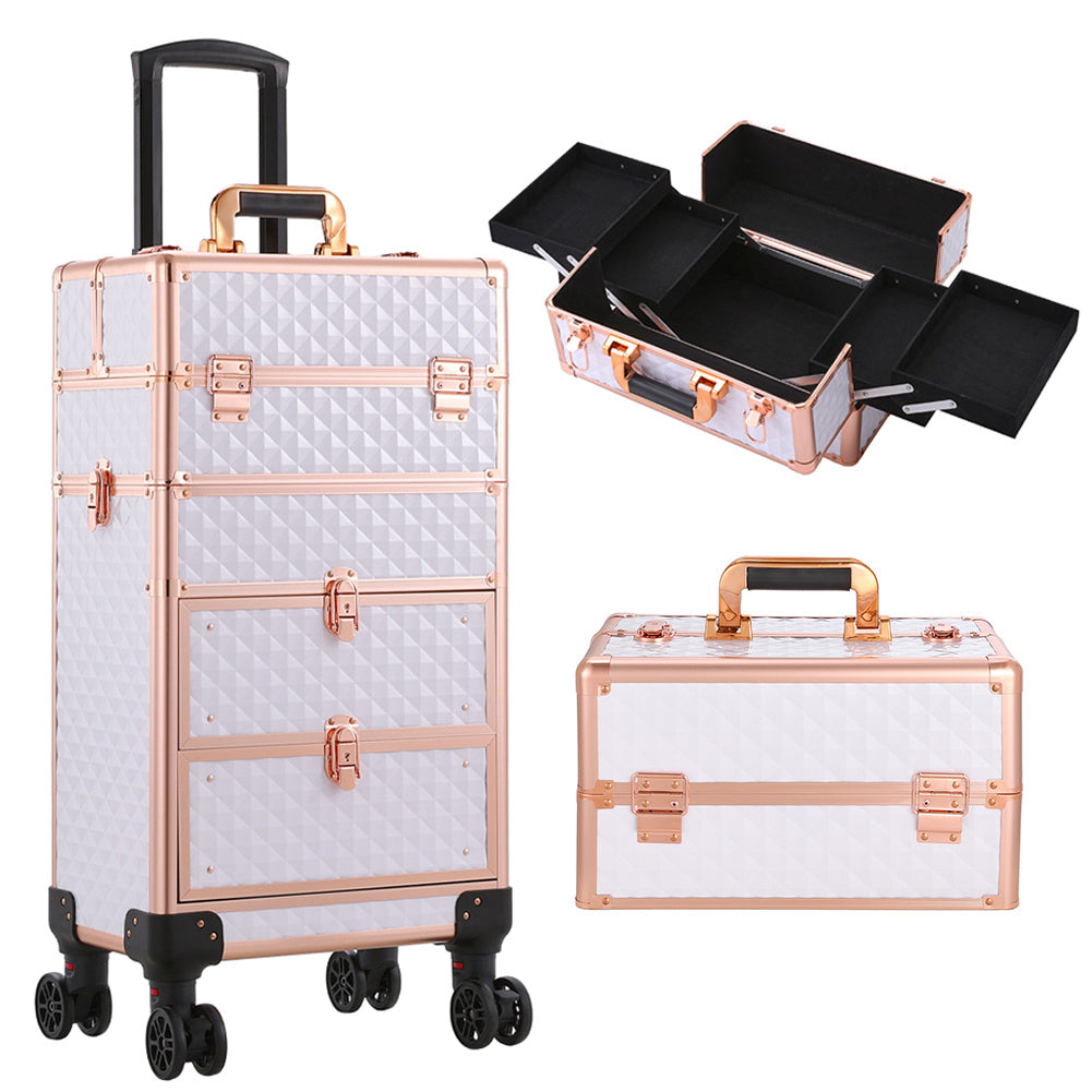 Expandable 4in1 Cosmetic Trolley Case with Detachable Beauty Storage Box