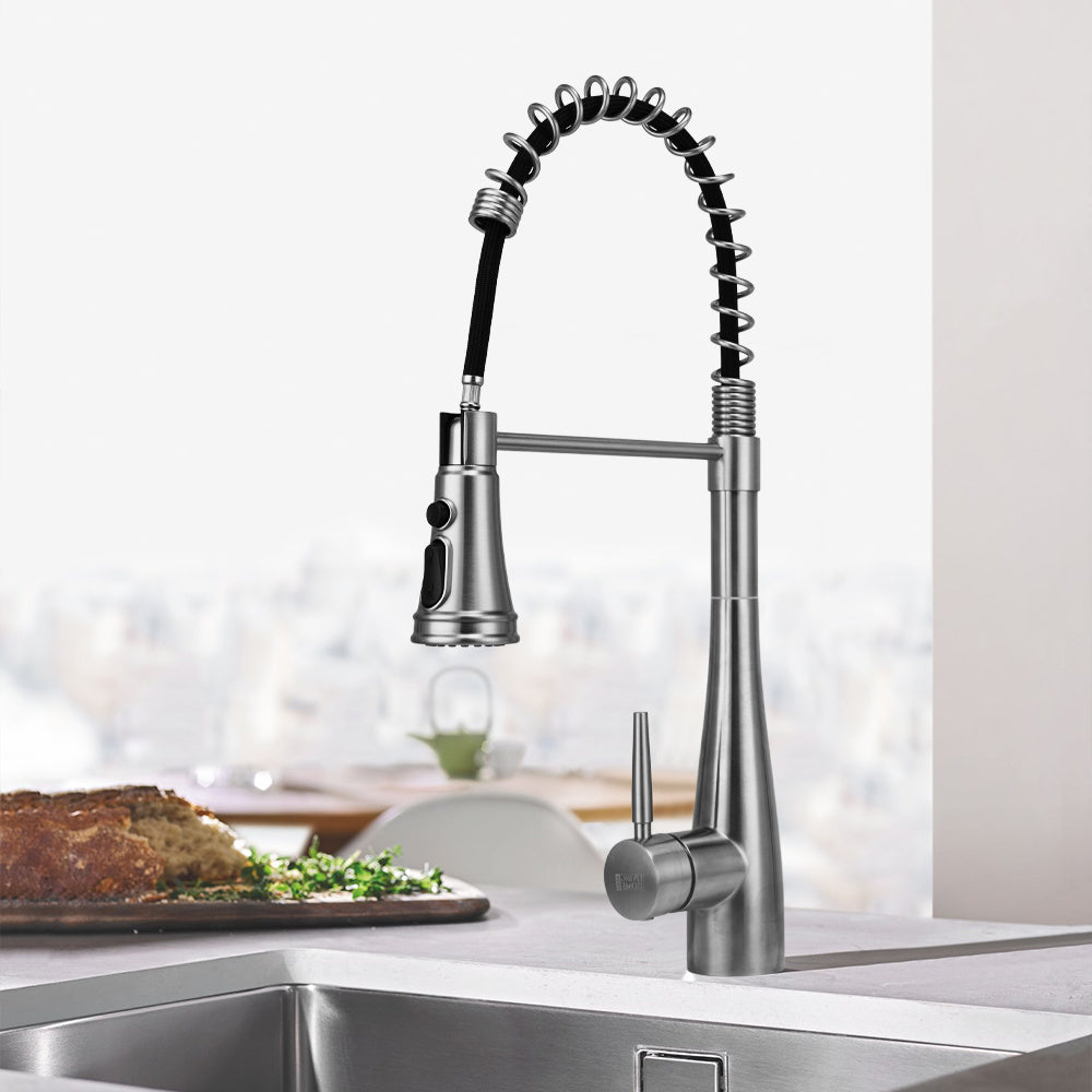 Prerinse Pull Down Swivel Kitchen Faucet,Silver