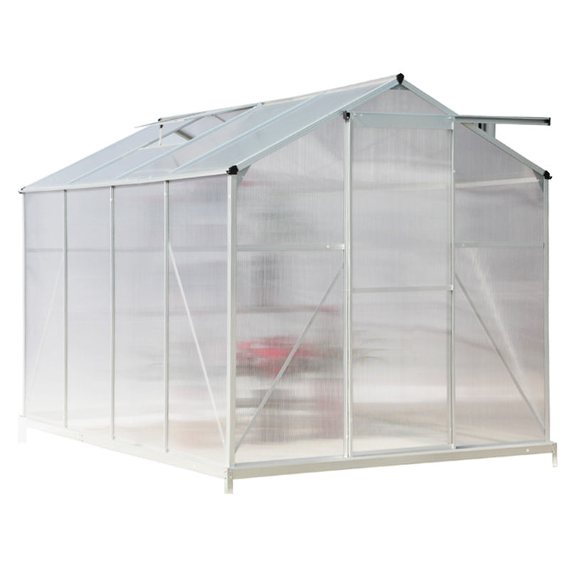 8ft x 6ft Greenhouse Polycarbonate Aluminium Greenhouse with Window, Sliding Door, and Foundation