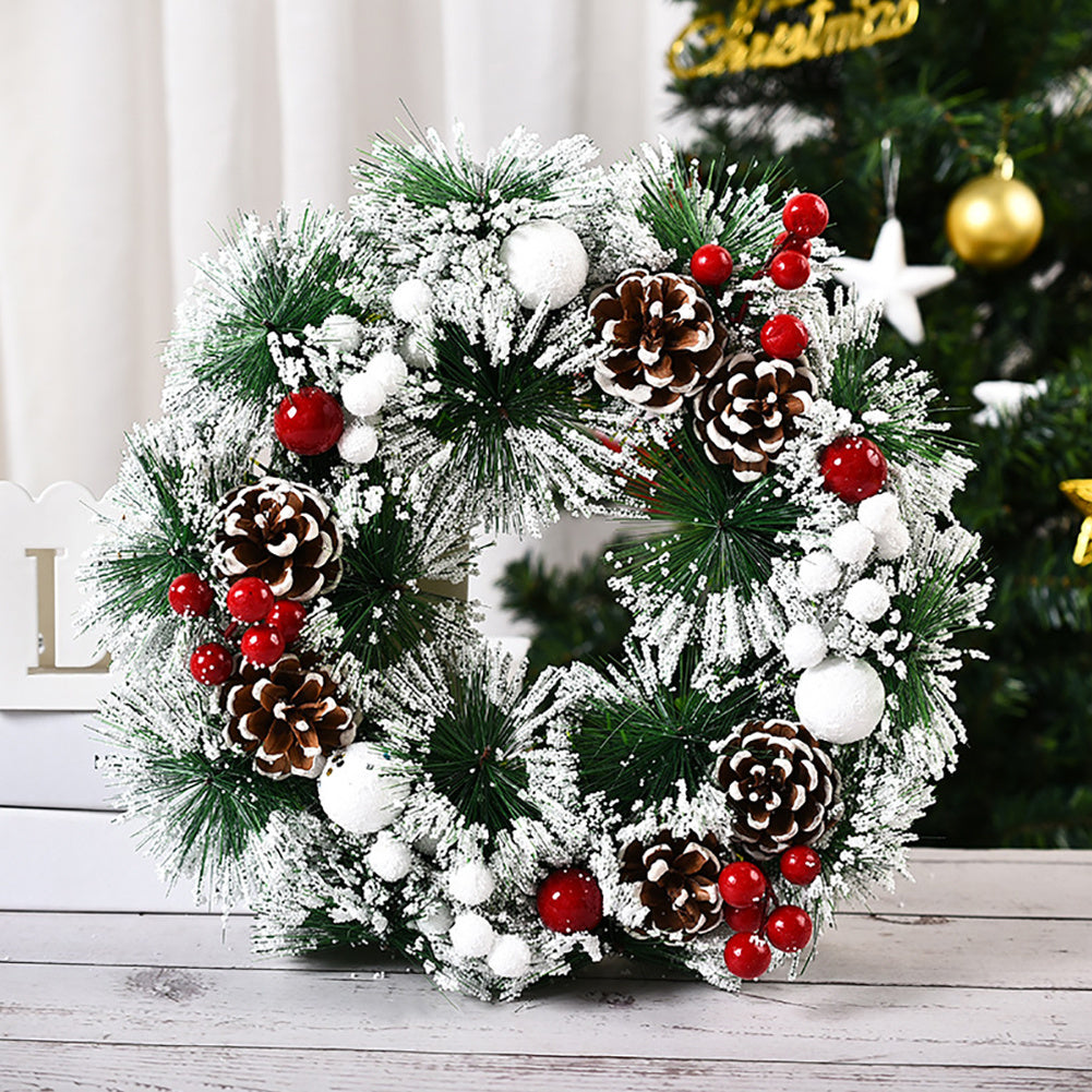 32cm Snowflake Pine Cone Christmas Artificial Wreath