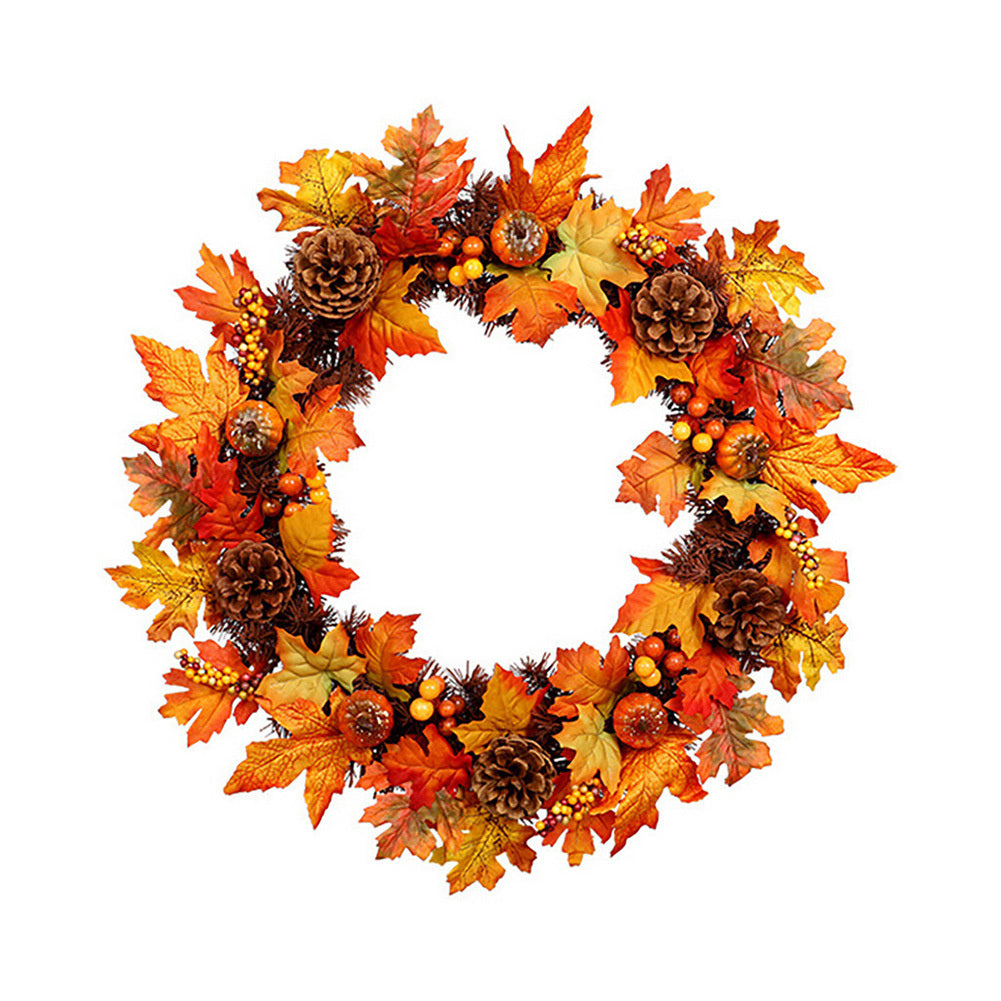 60CM Halloween LED Artificial Maple Leaf Autumn Wreath