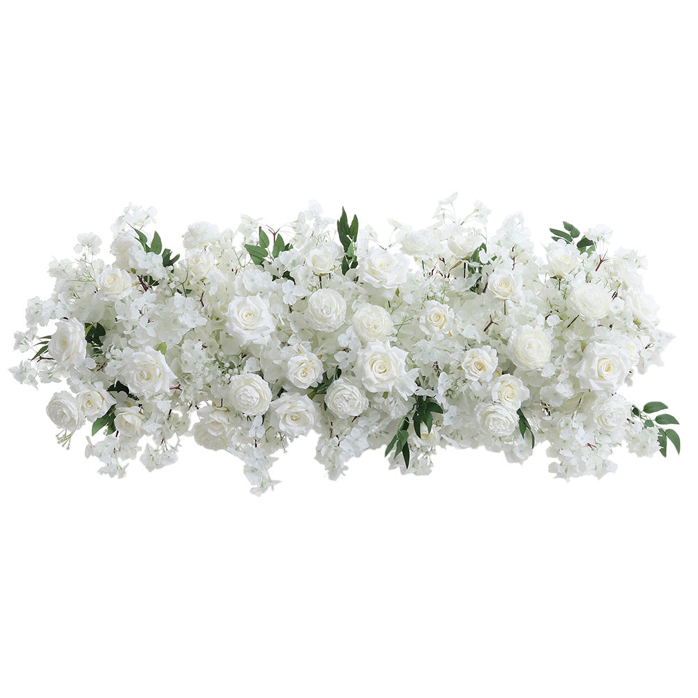 White Artificial Roses Row for Wedding Arch Table Centerpieces