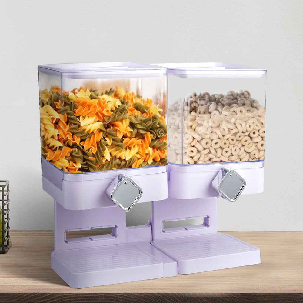 White Double Square Cereal Dispenser