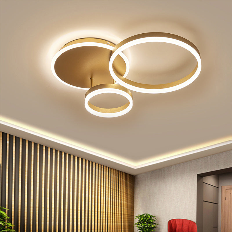 Modern Round LED Ceiling Light 3 Circle Dimmable