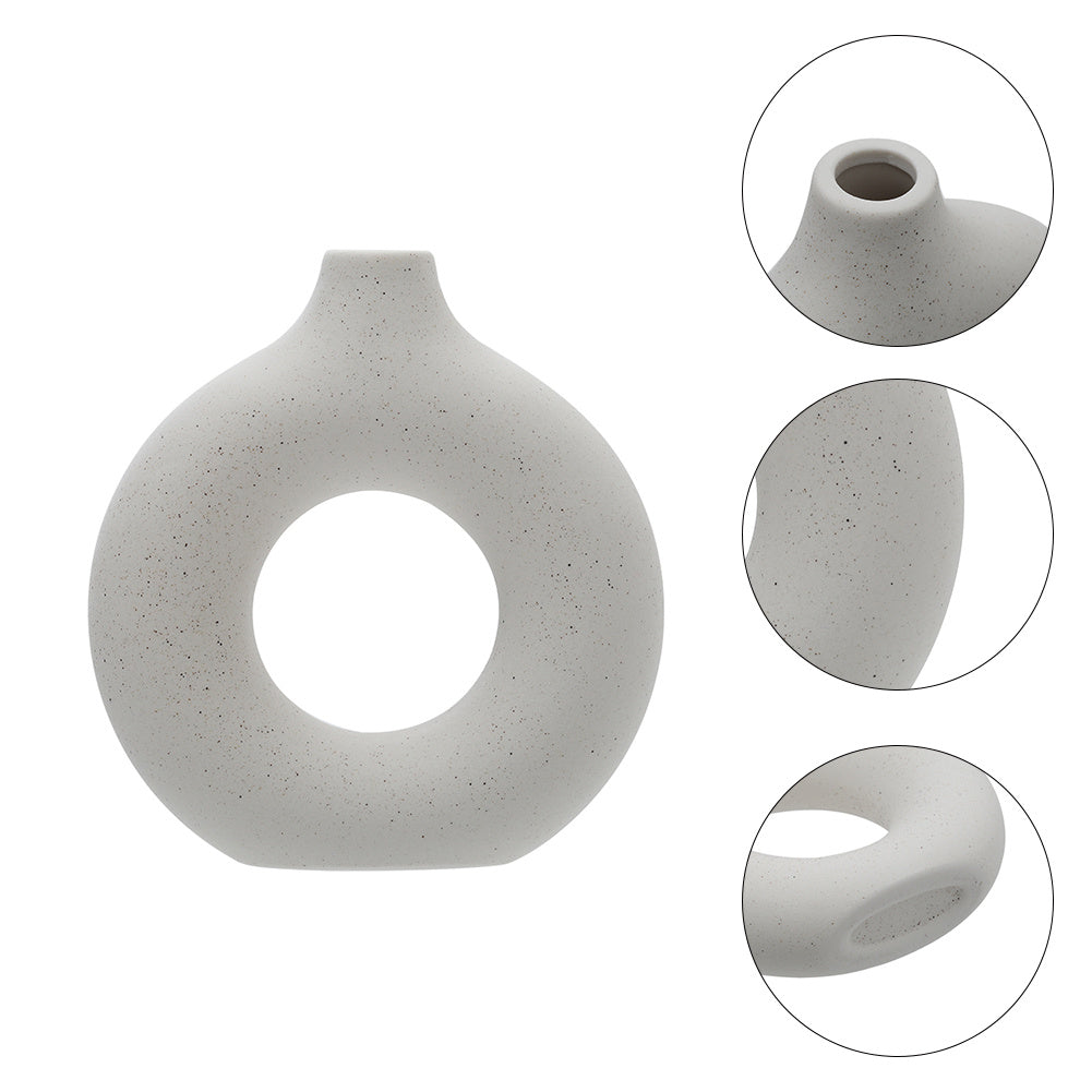 18cmW x 19cmH Nordic Style Ceramic Round Vase in White