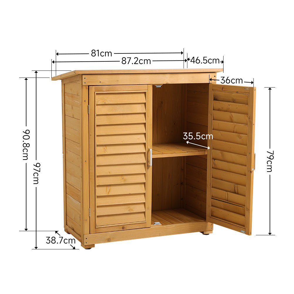 Outdoor Solid Wood Storage Cabinet Garden Tool Shed